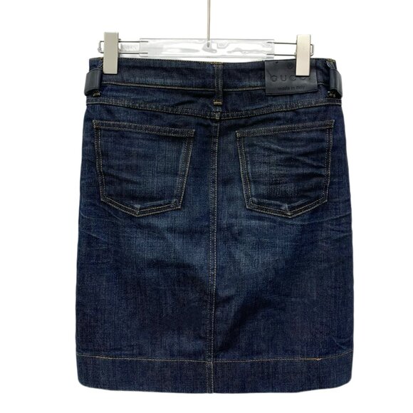 JW0495 Gucci dark blue cotton horsebit denim skirt 38 S size - Picture 2 of 7